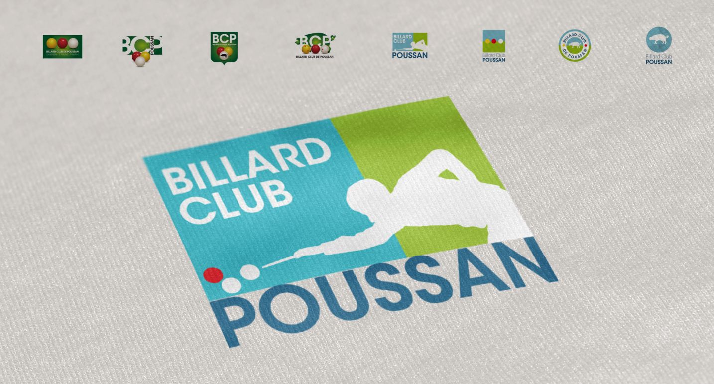 © Thiery Palau - Création du logo de l'association sportive Billard Club Poussan et de différents outils de communication (bache, affiches, flyer, site web).