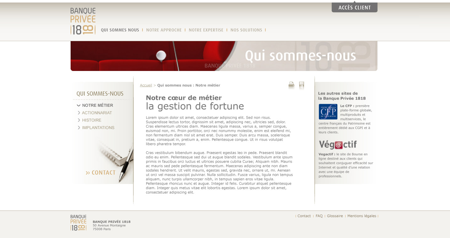 Banque Priv e 1818 cr ation site web Site de Thierry Palau